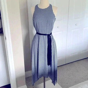 Banana republic black and white gingham print handkerchief hem dress size 4
